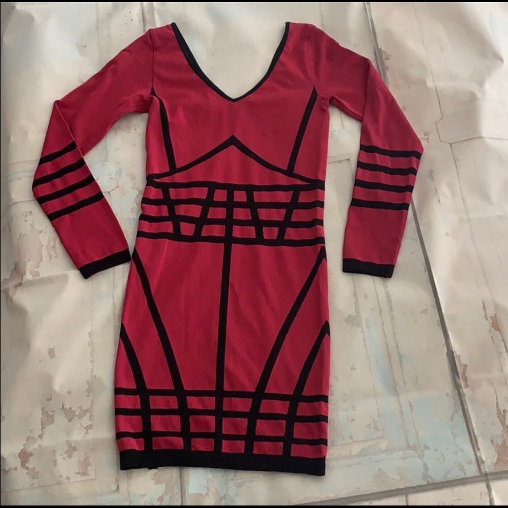 Bebe pink/black bandage dress small